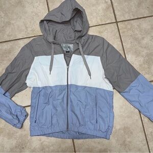 Gray and Light Blue Windbreaker